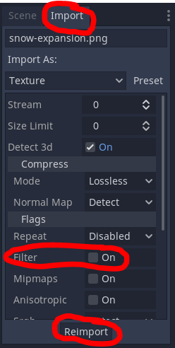 Disabling filter in the import tab